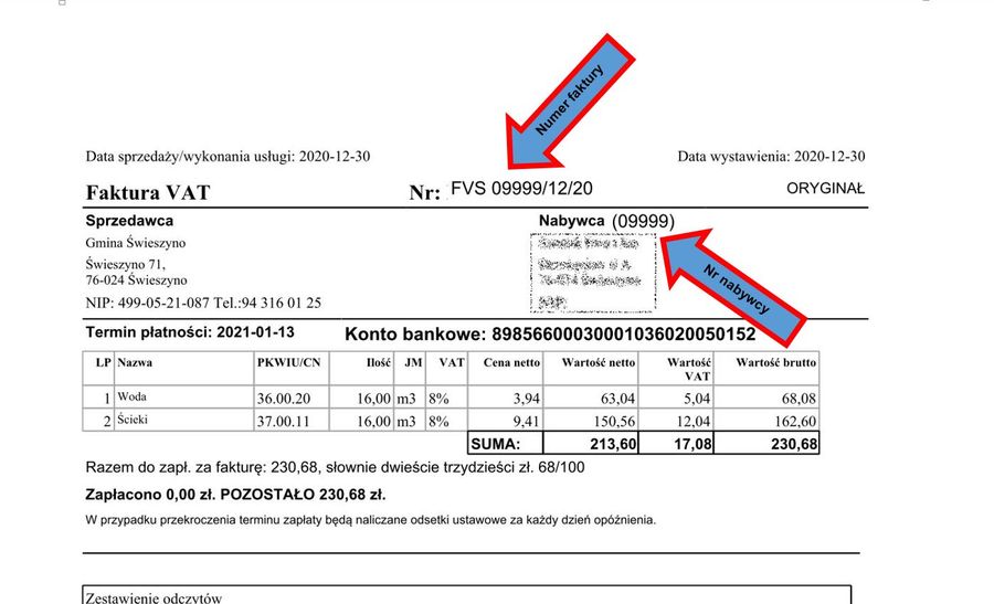 faktura za wodę